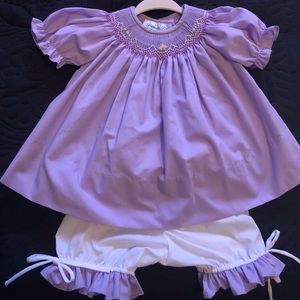Baby girl dress and bloomer bottom.
